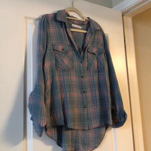 Pastel button up top